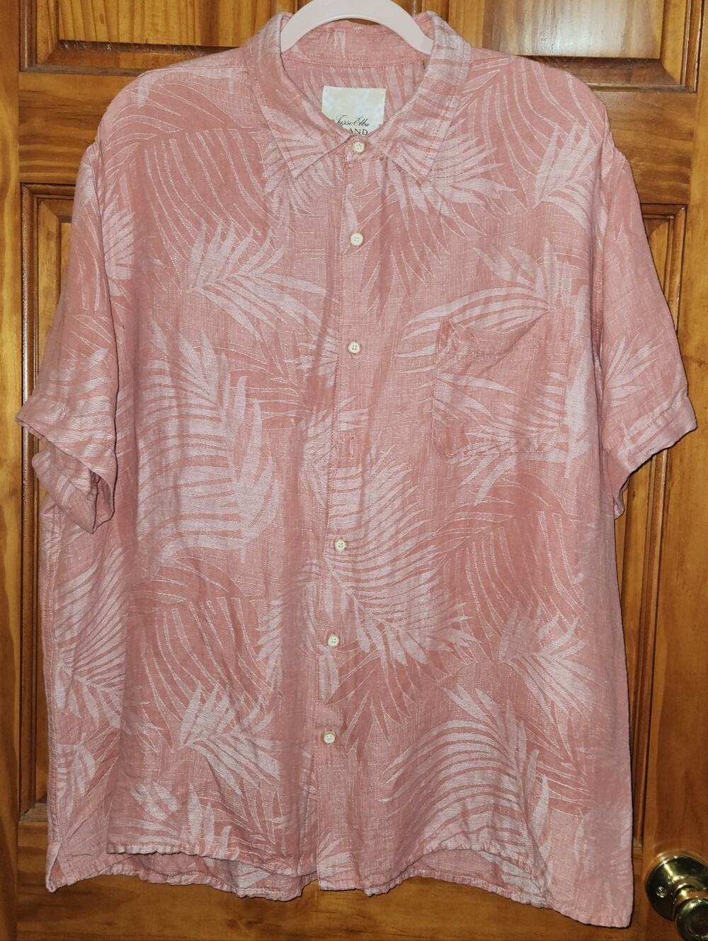 Tasso Elba Island Hawaiian Shirt Men Large Silk Linen Palm Summer size XXL